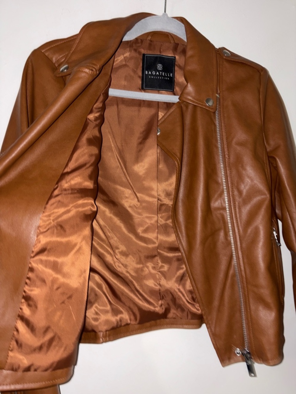 Bagatelle Faux Leather Zip Jacket - Brown - Picture 4 of 9